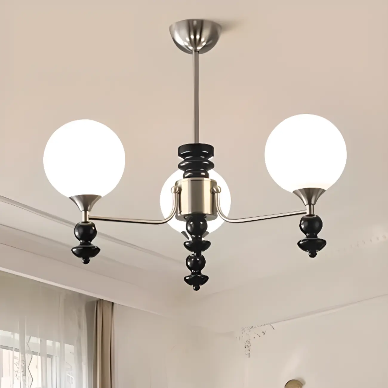 Modern Stylish Black Nickel Glass Globe Chandelier