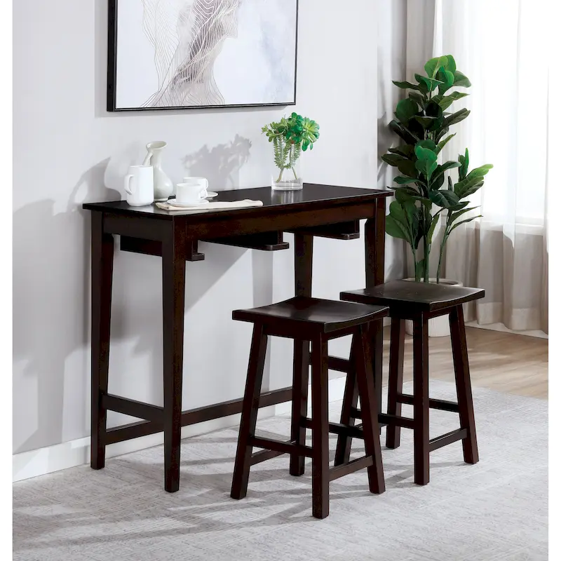 Flaros Transitional Solid Wood 3-Piece Bar Table Set by Furniture of America