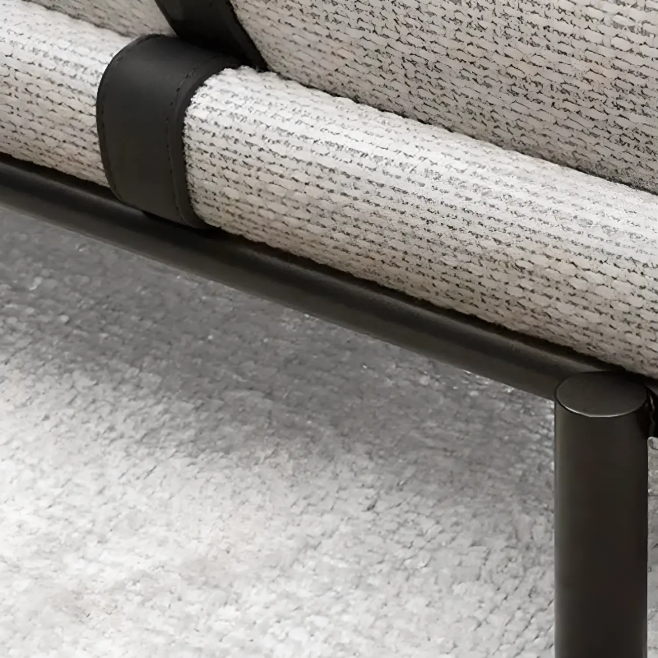 Scandinavian Grey Metal Upholstered Bedroom Bench