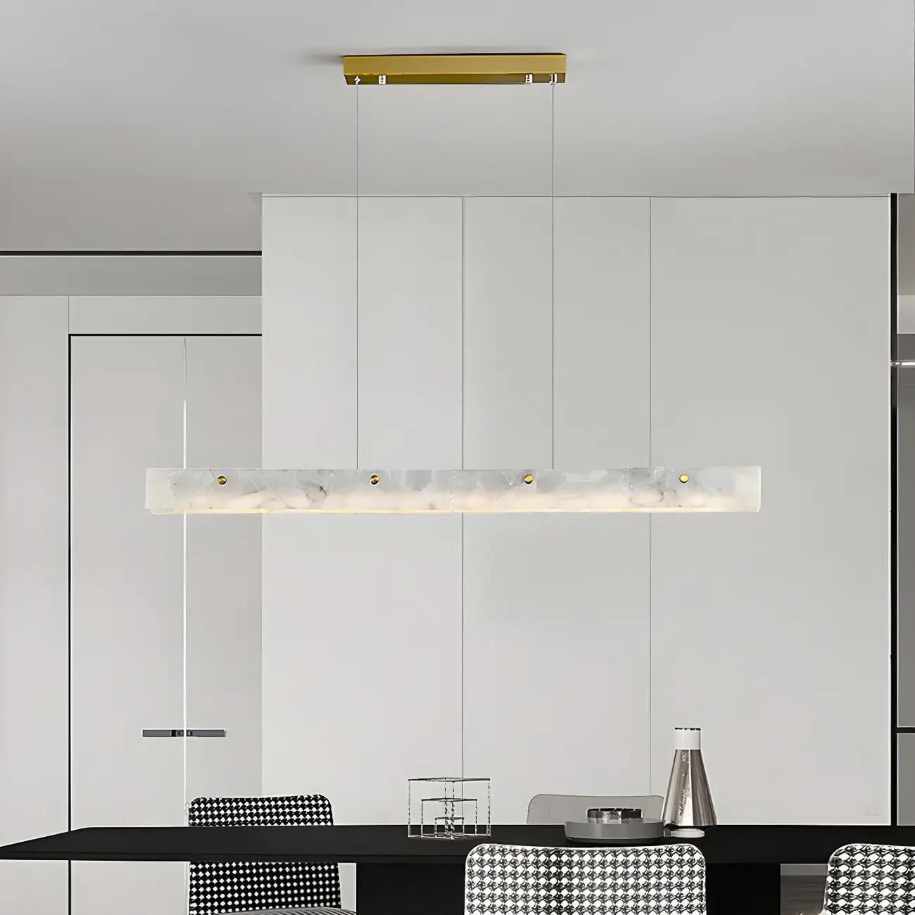 Modern Gold Metal Rectangle Kitchen Island Pendant Light