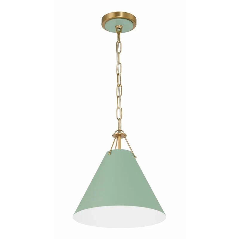 Xavier 1 Light Vibrant Gold and Green Mini Pendant - 12 W x 12 H x 12 D