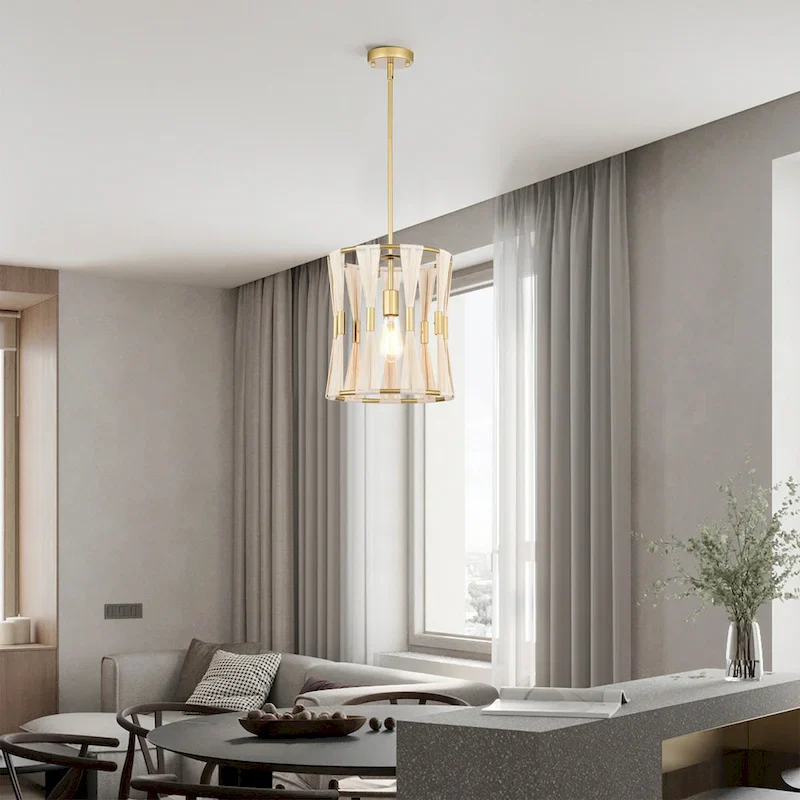 Amara 12 Inch Ivory Rope Gold Pendant with 1 Light