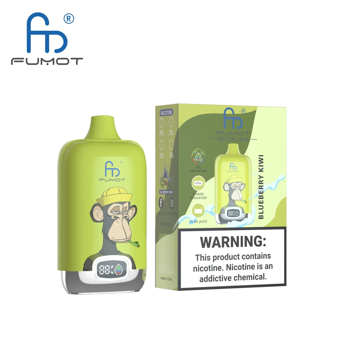 Fumot Digital Box 12000 Blueberry Kiwi – Einweg-Vape mit Einzelverpackung