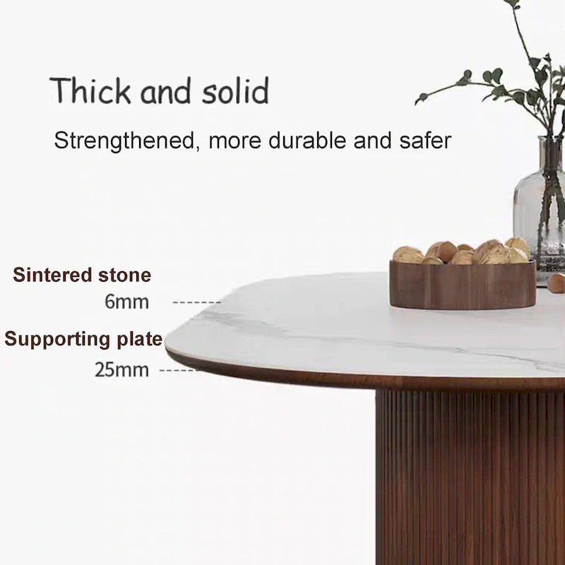 71 Modern Rectangular Dining Table with Stone Table-top, Wood Legs