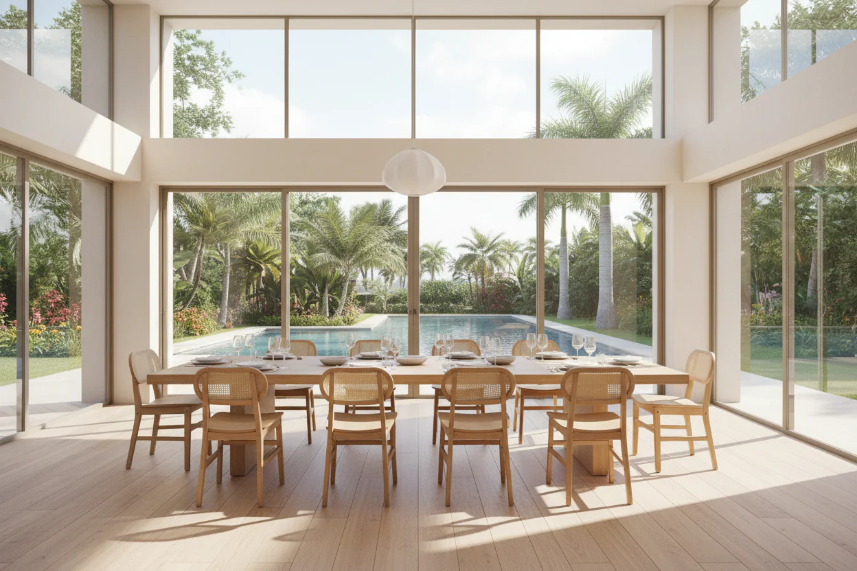 Commercial Cane Rattan Event Chair with Wood Back and Seat