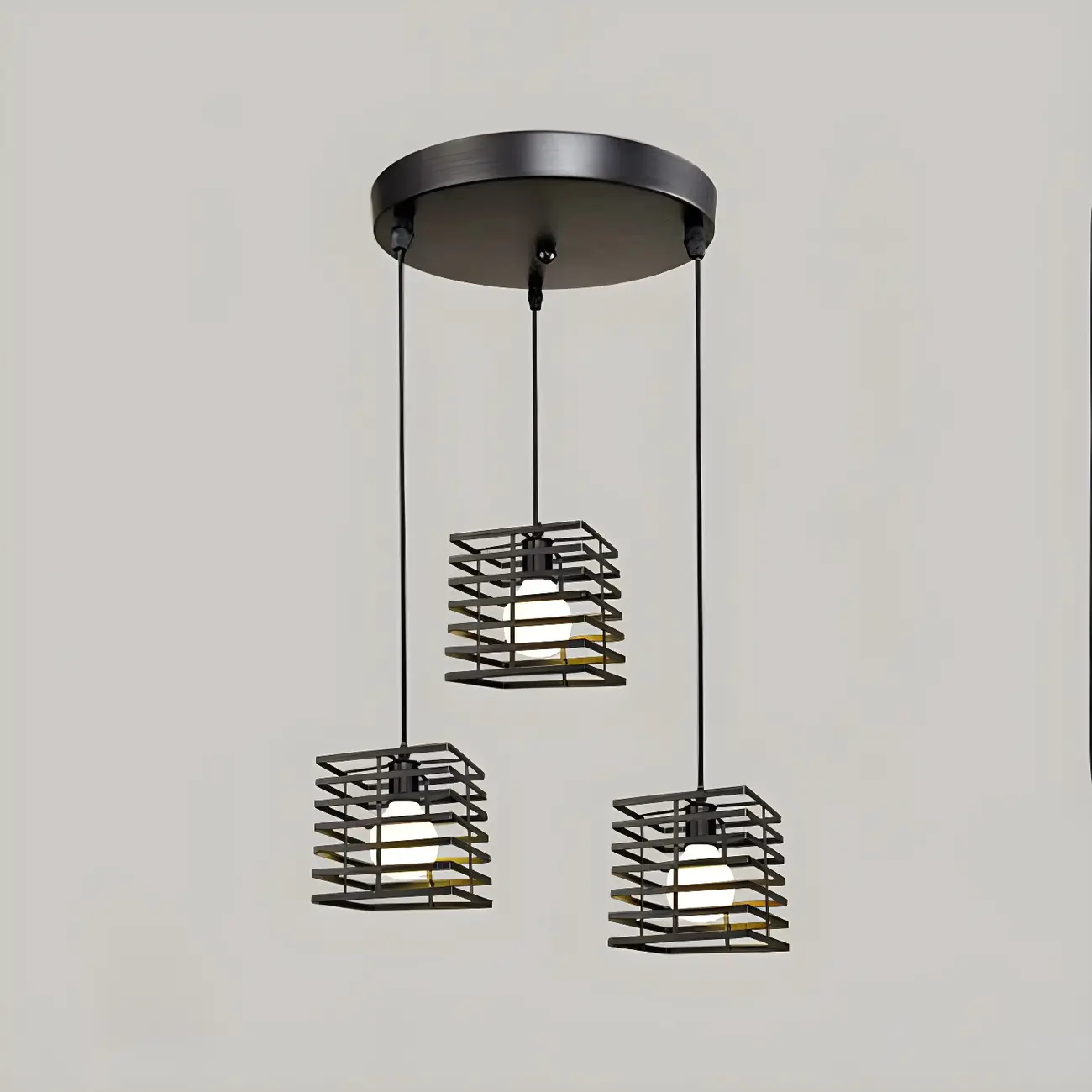 Industrial Black 3-Light Lantern Pendant Light