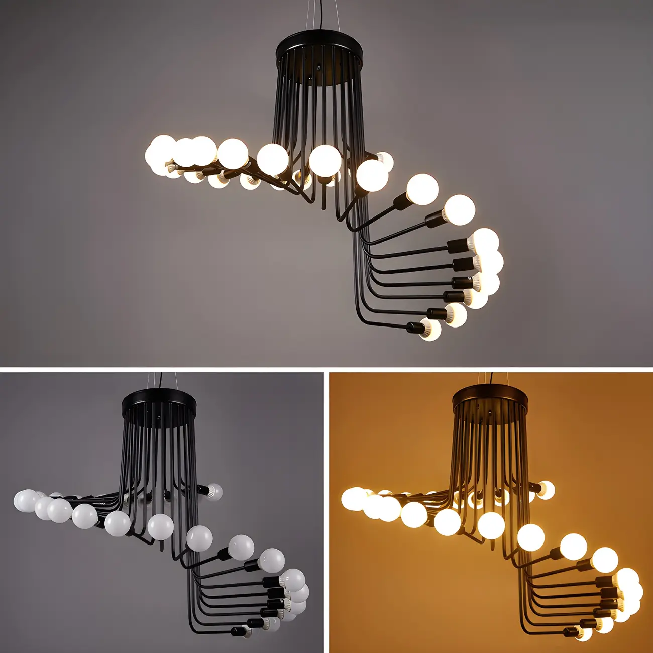 Black Modern Glass Linear Chandelier Light