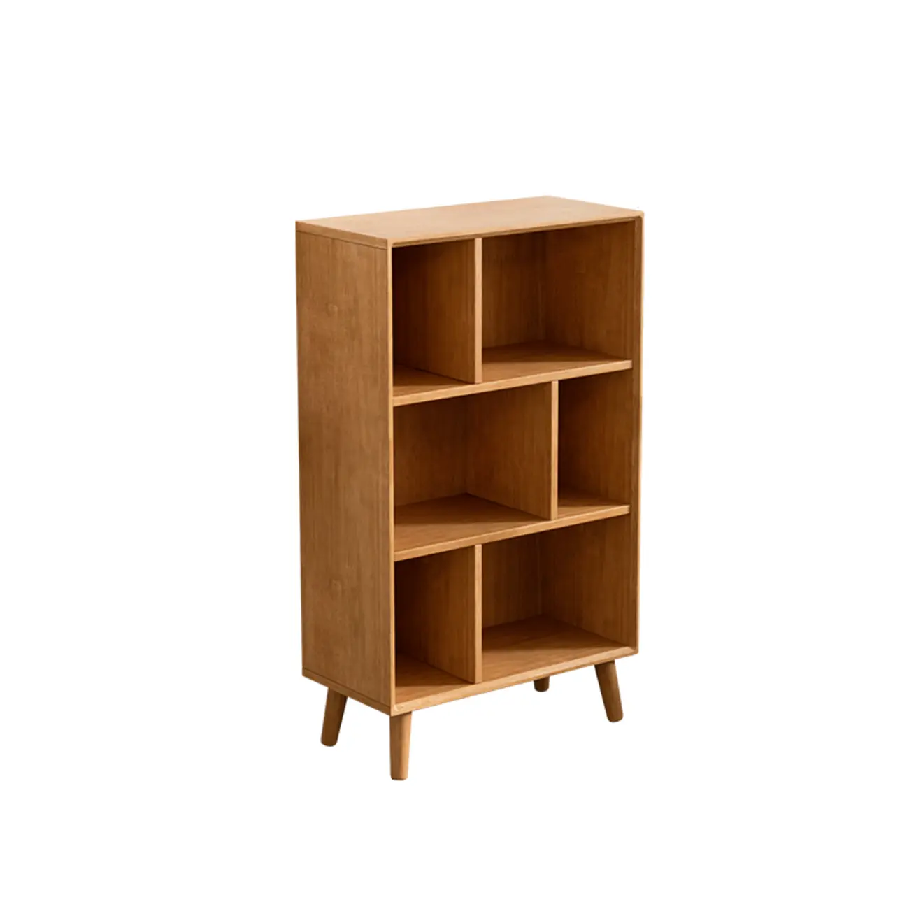 Modern Black Rubberwood Open Rectangle Bookcase