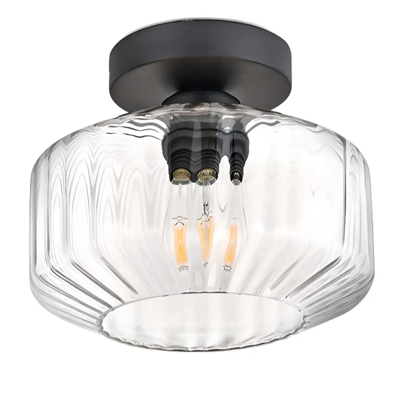 Hallway Industrial Clear Glass Semi Flush Ceiling Light