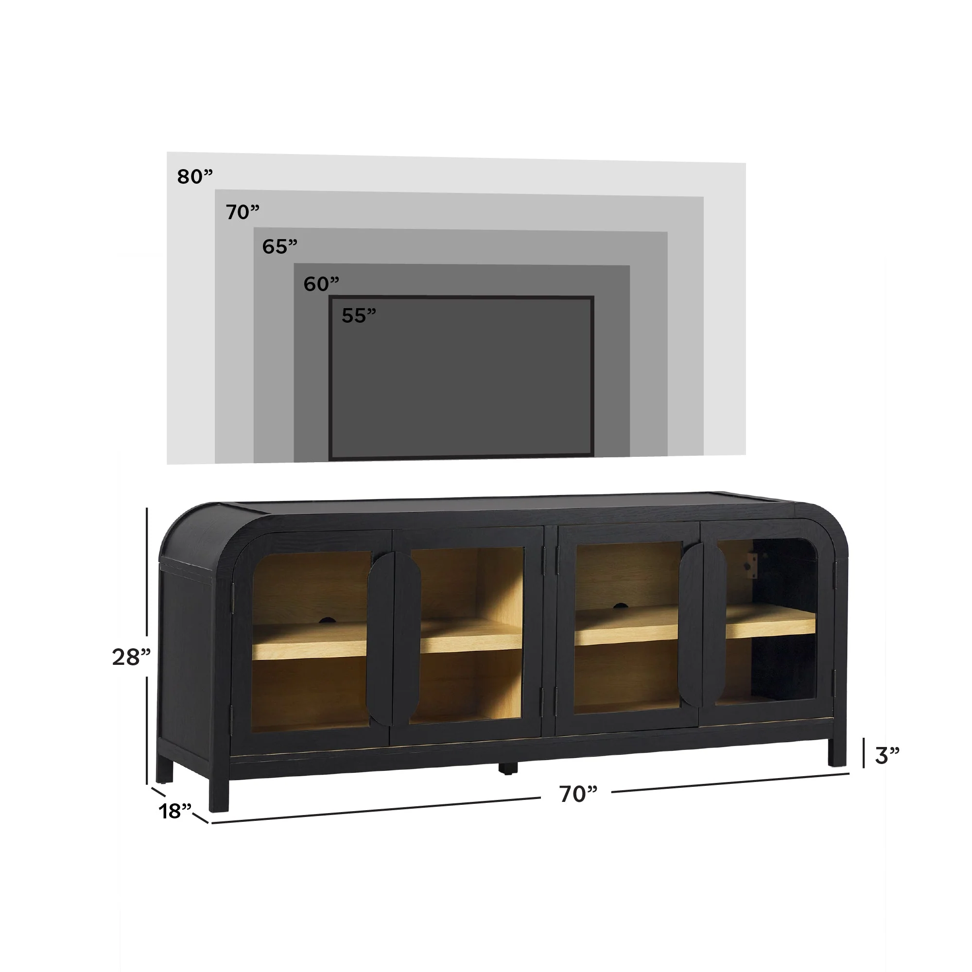 Chantelle Modern Curve Easy Assembly TV?Stand