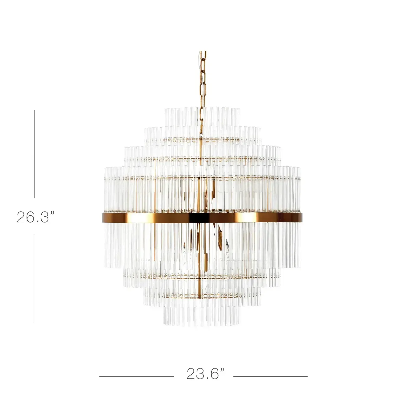 Modern Clear Glass Chandelier with Gold Finish