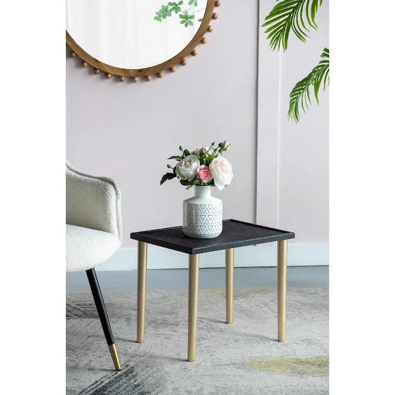 A&B Home Two Tone Nesting Side Tables - Set of 3 - Black/Gold