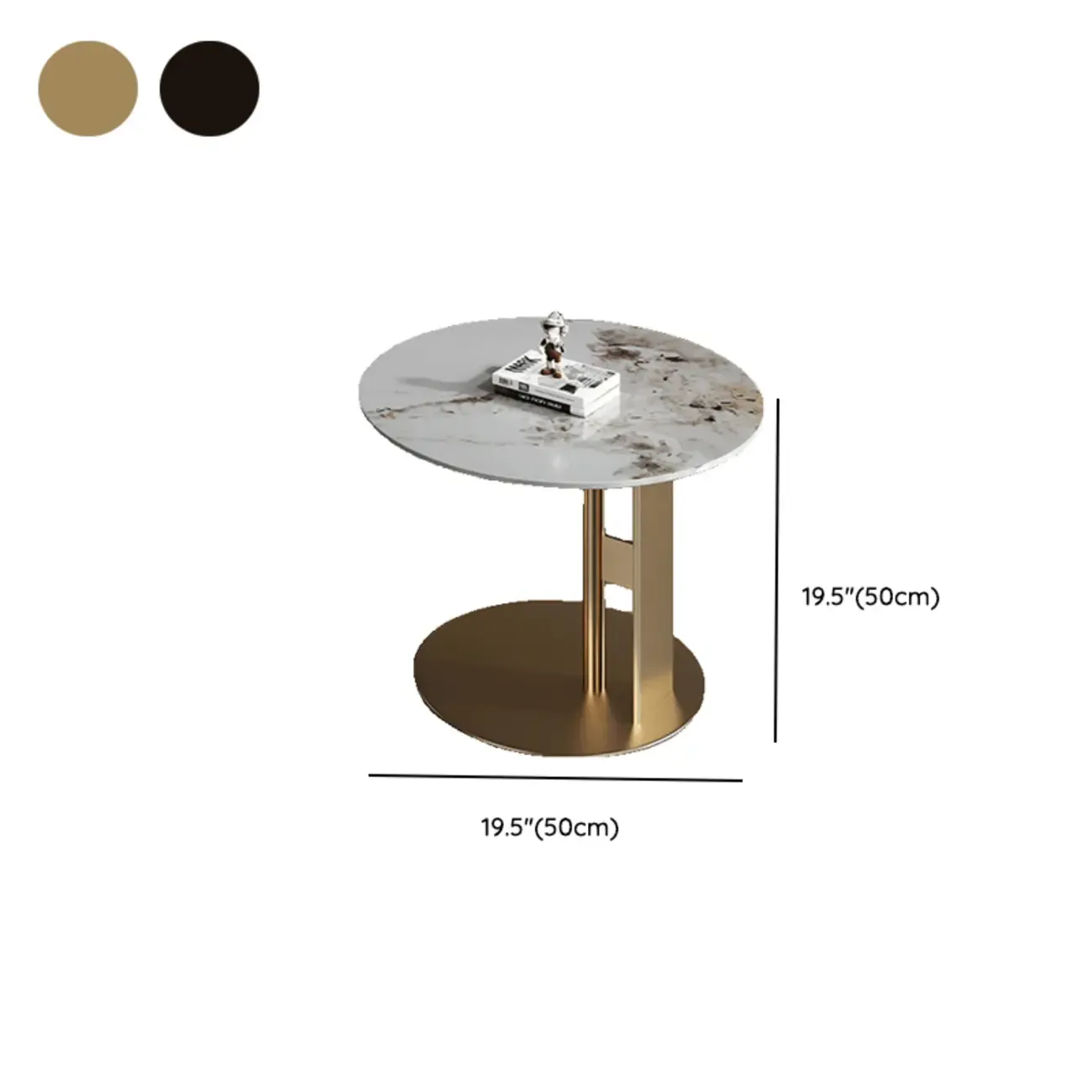 Modern Gray Round Nesting Coffee Table Set with Marble Top