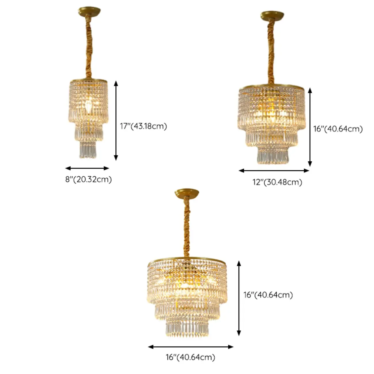 Modern Gold Descending Crystal Round Chandelier