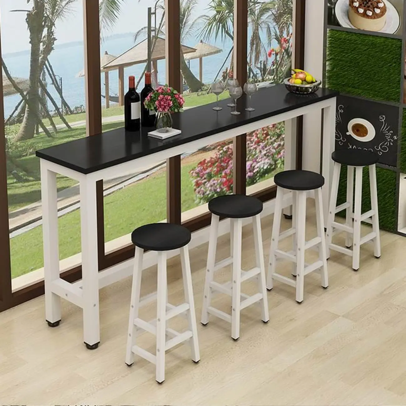 Modern Brown Wooden Fixed Top Bar Tables