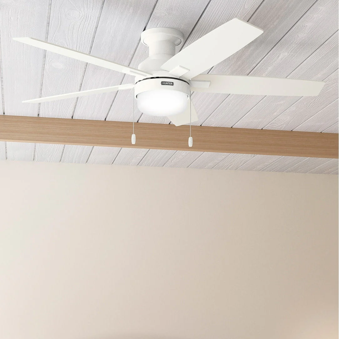 Hunter 52 Anisten Low Profile Ceiling Fan with LED Light and Pull Chain - Modern, Contemporary, Transitional
