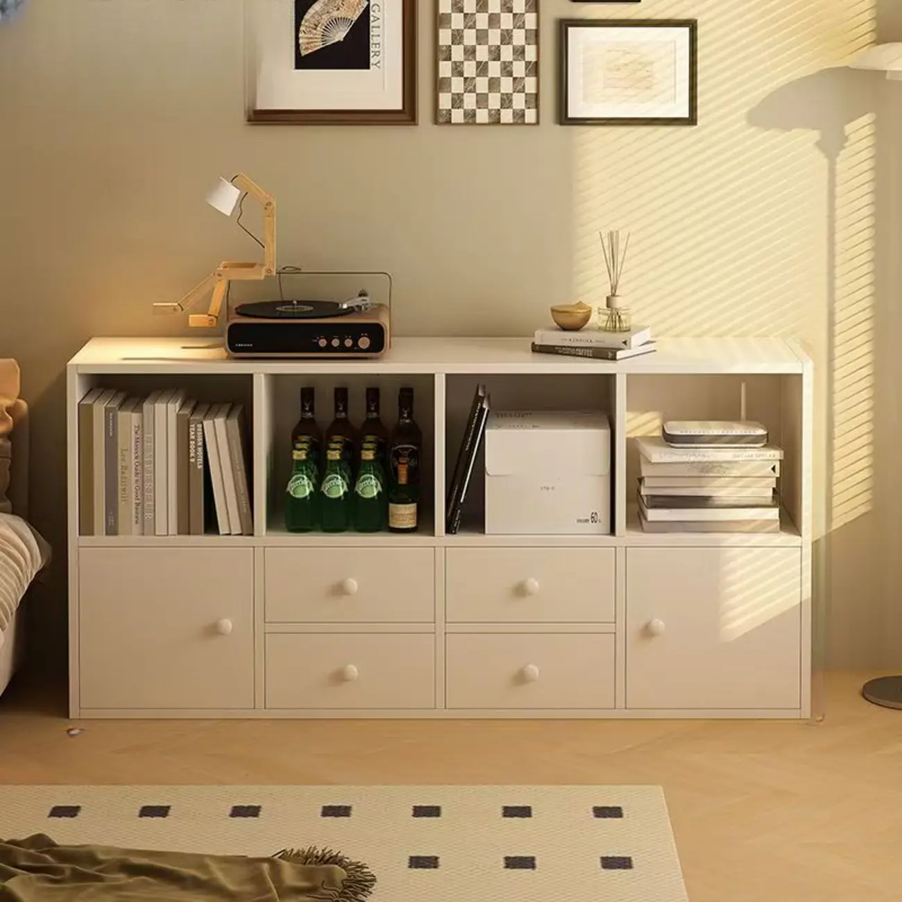 Modern Multi-Layer Brown Lumber Closed Back Bookcase