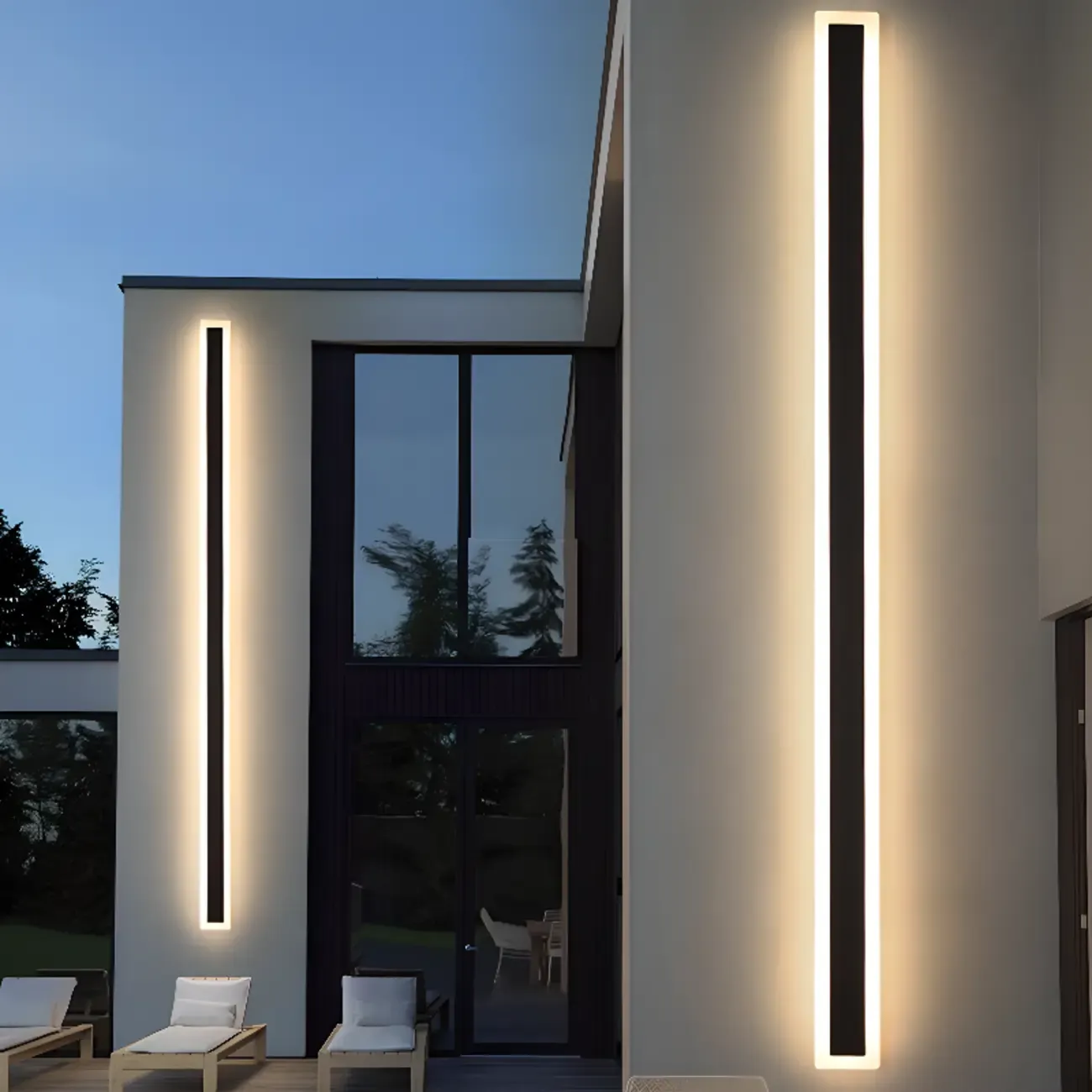 Modern Metal Black Slim Rectangle LED Outdoor Wall Light