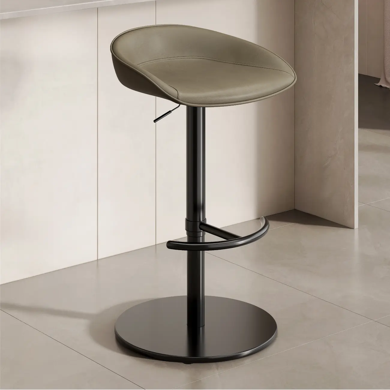 Industrial Modern Pedestal Leather Bar Stools