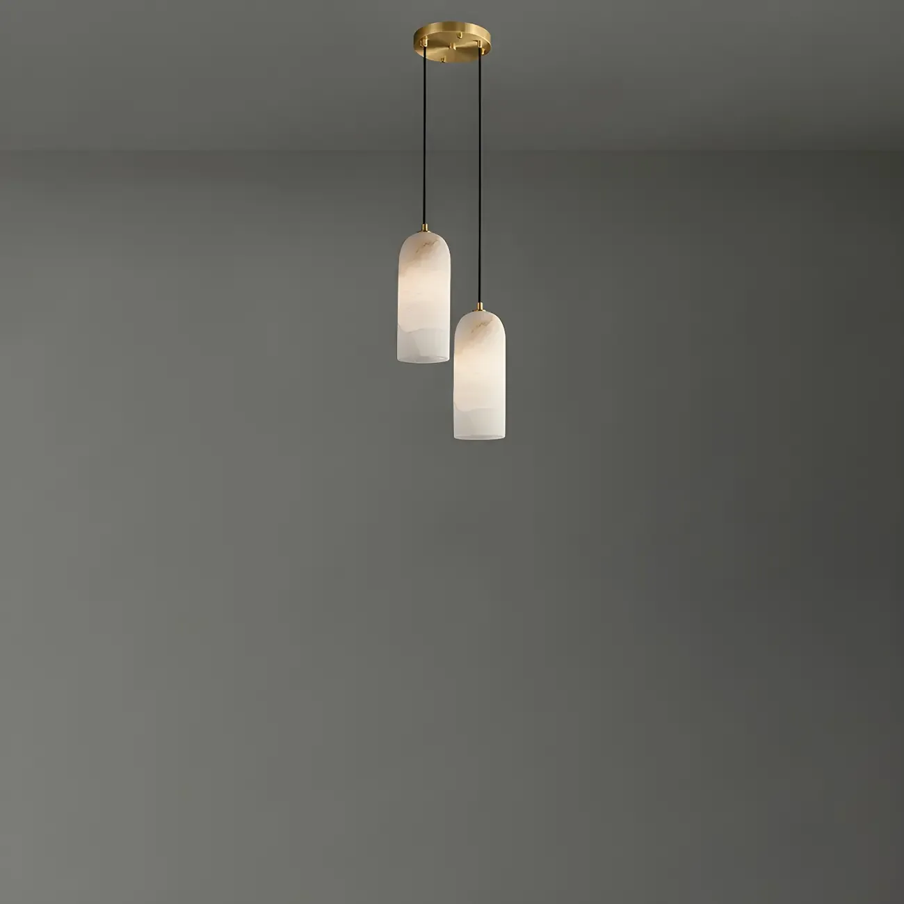Modern Gold Bell Alabaster Adjustable Pendant Light