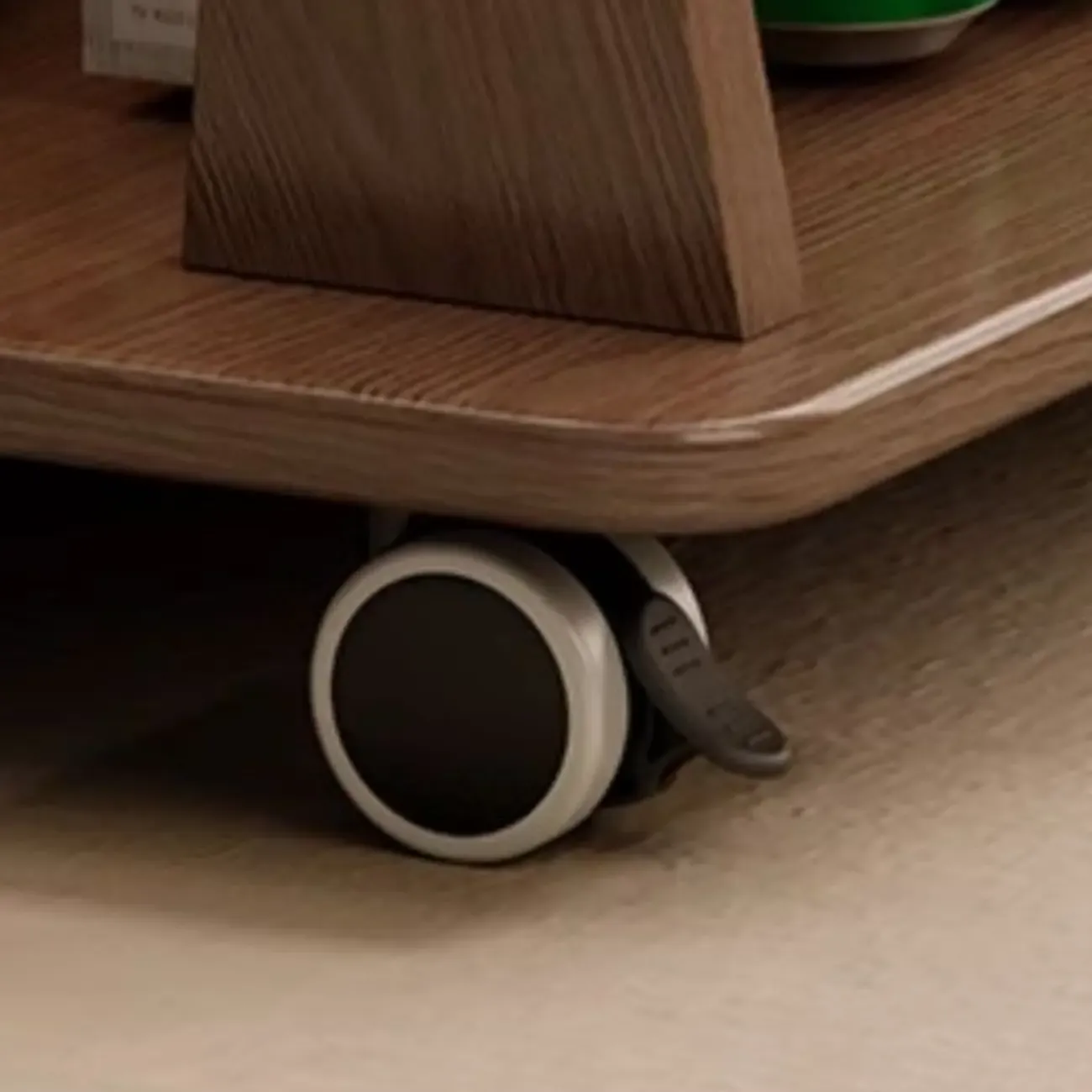 Folding 3-Tier Wooden Flip Top Rolling Side Table Nut-Brown