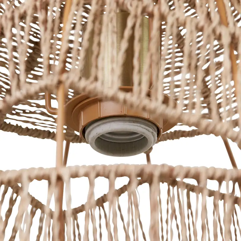 Charlotte River of Goods Metal and Woven Hemp Rope Hanging Pendant Light - 15.5  x 15.5  x 15.75/62.75