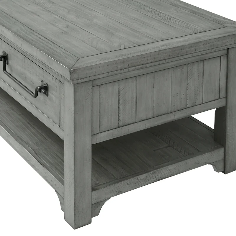 Beach House Dove Grey Solid Wood 2-Drawer Coffee Table
