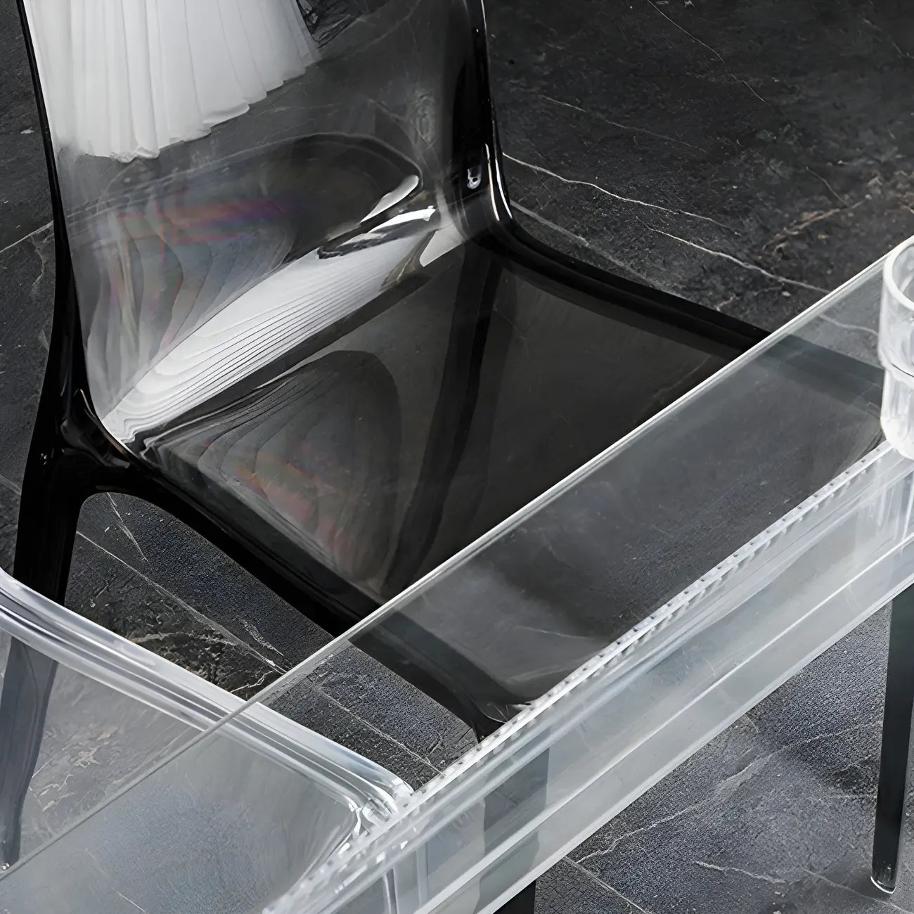 Amber Acrylic Armless Low Back Dining Chair