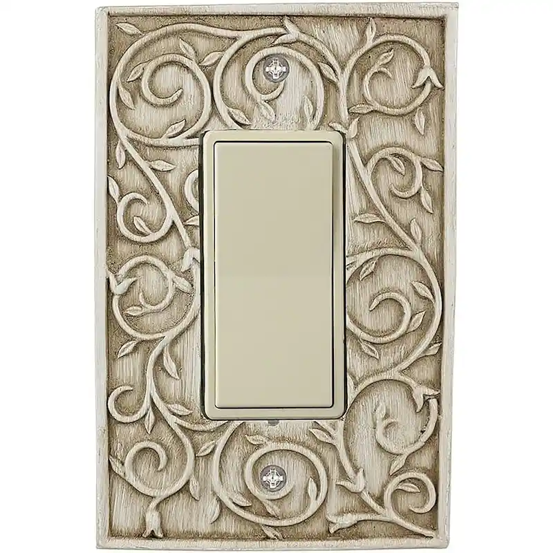 Meriville French Scroll 1 Rocker Wallplate, Single Switch Electrical Cover Plate