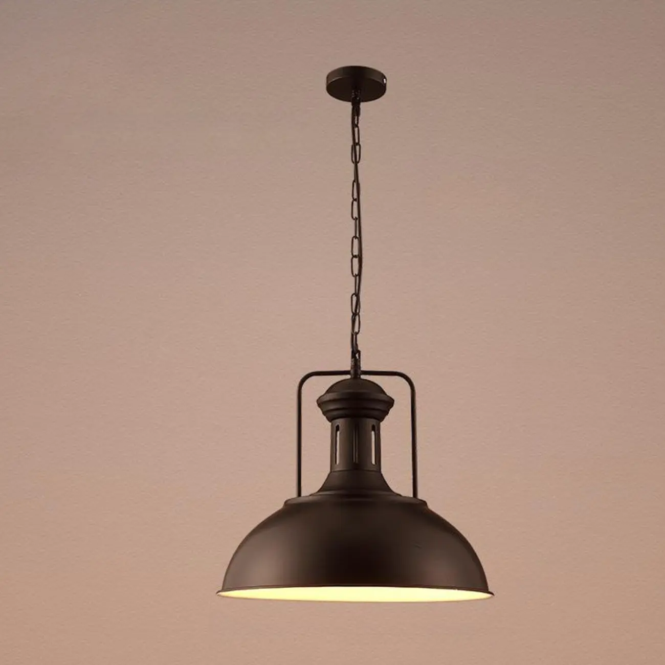 Industrial Adjustable Black Round Pendant light