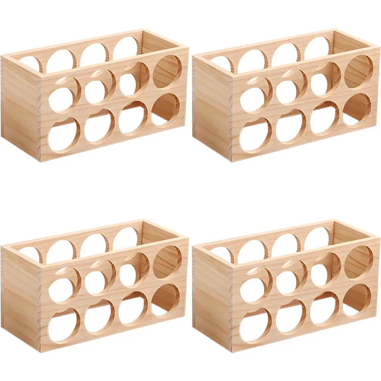 Natural Wooden Stackable Wine Rack Tabletop Wine Holder
