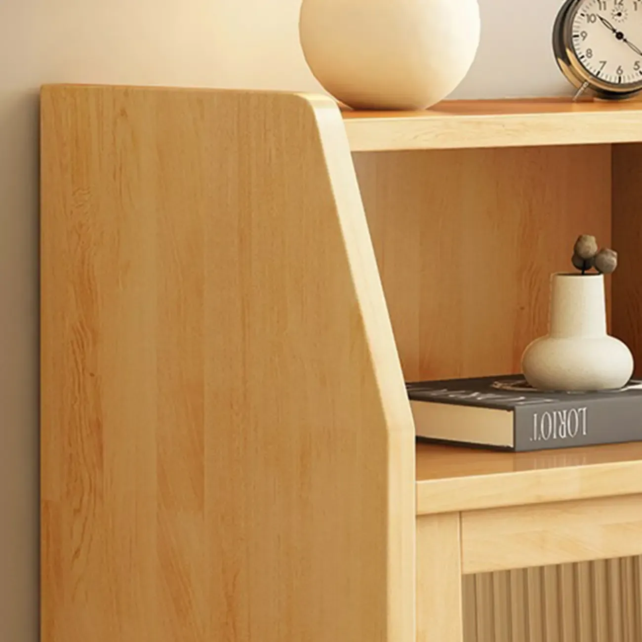 Scandinavian Natural Finish Flip-up Solid Wood Nightstand