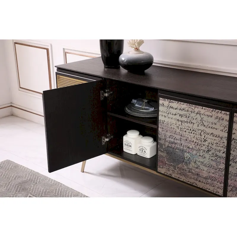 Modrest Phelan Modern Smoked Ash & Brass Buffet