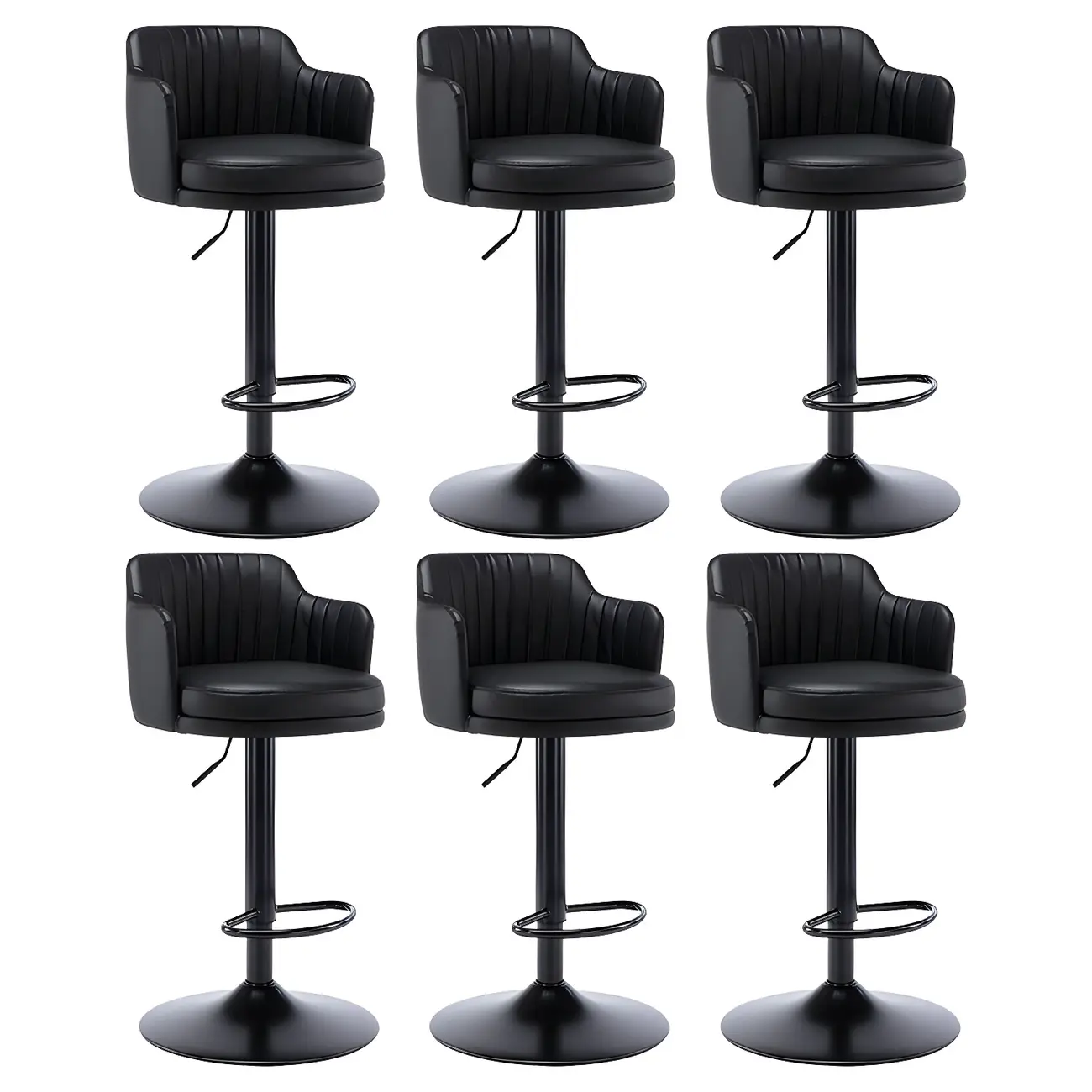 Modern Leather Armrests Swivel Adjustable Bar Stool