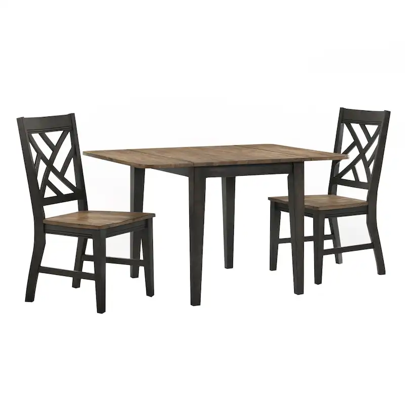 Harper Dining Chair with Lattice Back and 4 Legs, Brushed Brown & Pecan, Set of 2