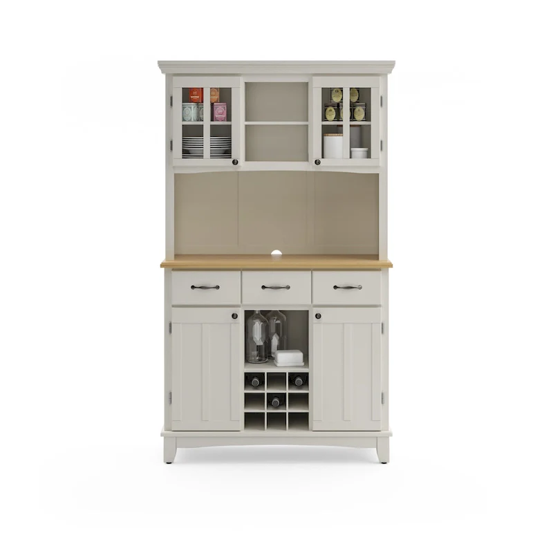 Homestyles Buffet of Buffets Off-White Server with Hutch & Wood Top