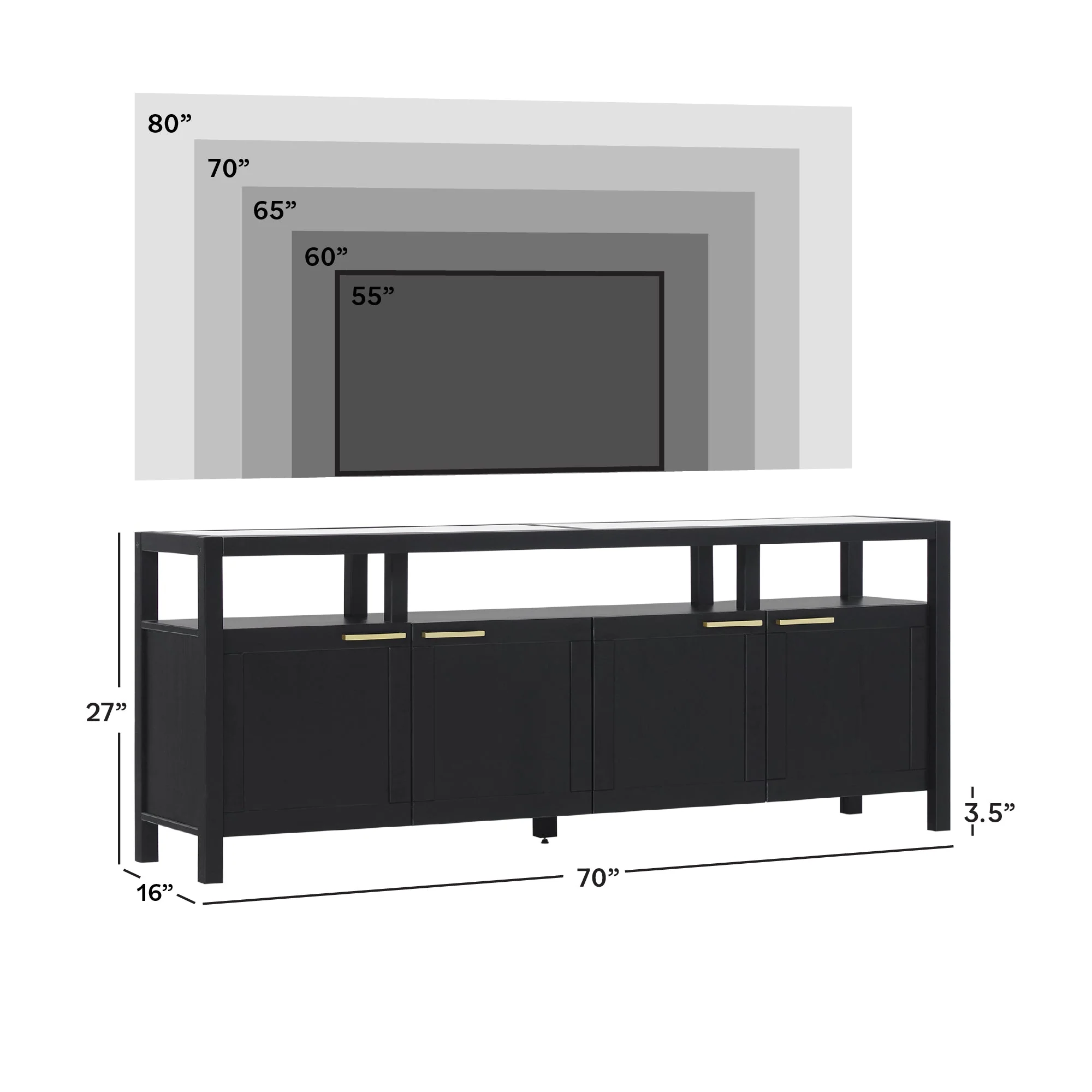 Isla Modern TV Stand with Glass Top
