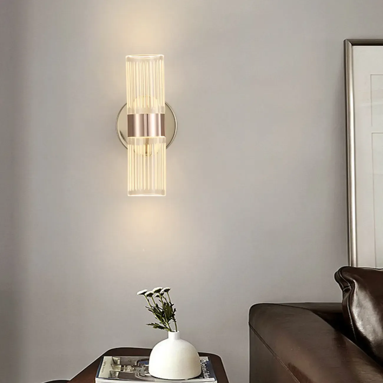 Modern Clear Acrylic Gold Ambient Wall Sconce