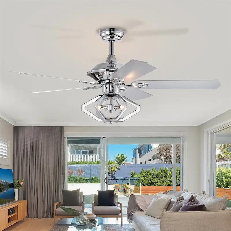 3 Speed Crystal Ceiling Fan with Remote and Reversible Blades