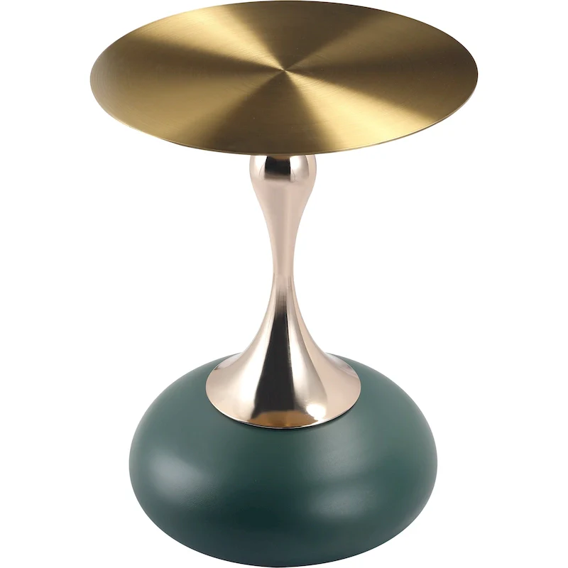 Savoy 18-Inch Round Side Table in Gold Stainless-Steel End Table with a Round Pedestal base