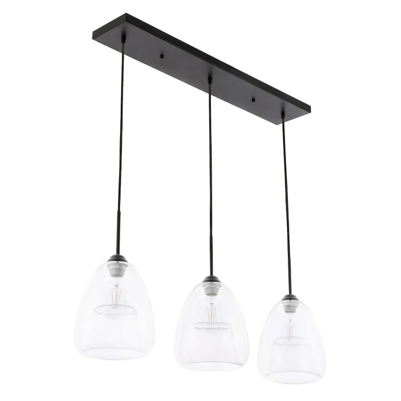 Elise 36-Inch 3-Light Clear Pendant - Black