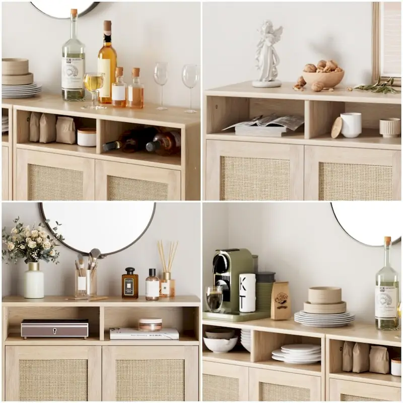 Eie Modern Rattan Buffet Cabinet - 62.9D x 15.7W x 36.2H