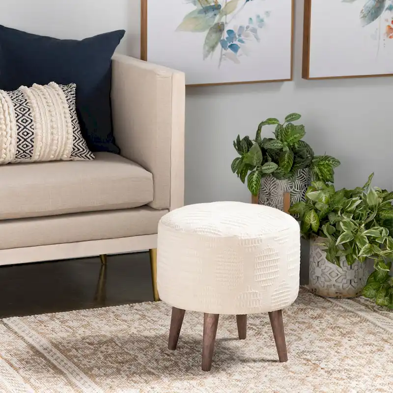 Calliope Cream Round Stool