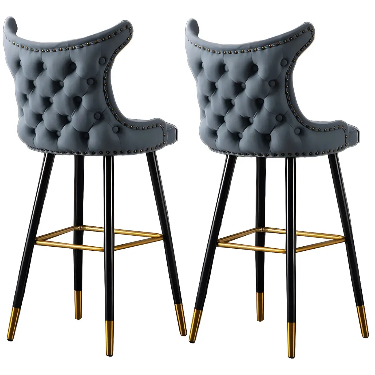 Velvet Upholstered Wingback Counter Height Bar Stools