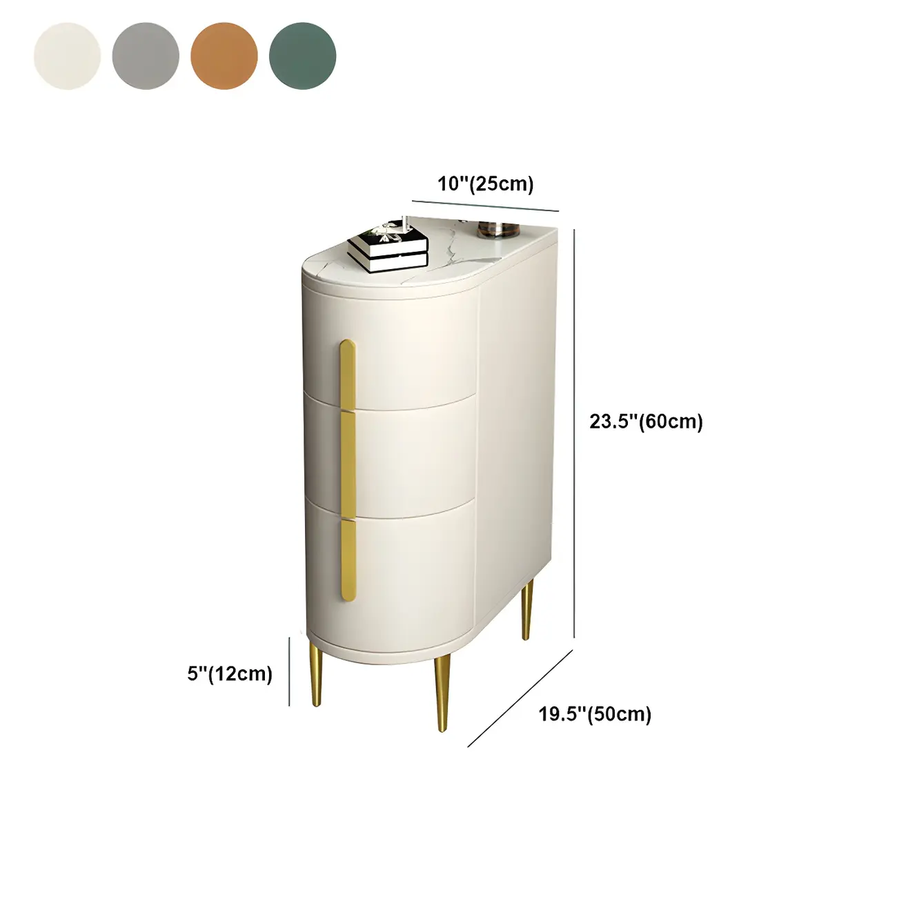 Modern Narrow Bedside Table with 3 Drawers