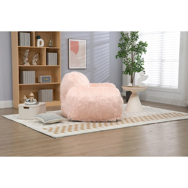 Bean bag chair lazy long hair sofa adult, teen high density foam filled modern focus chair