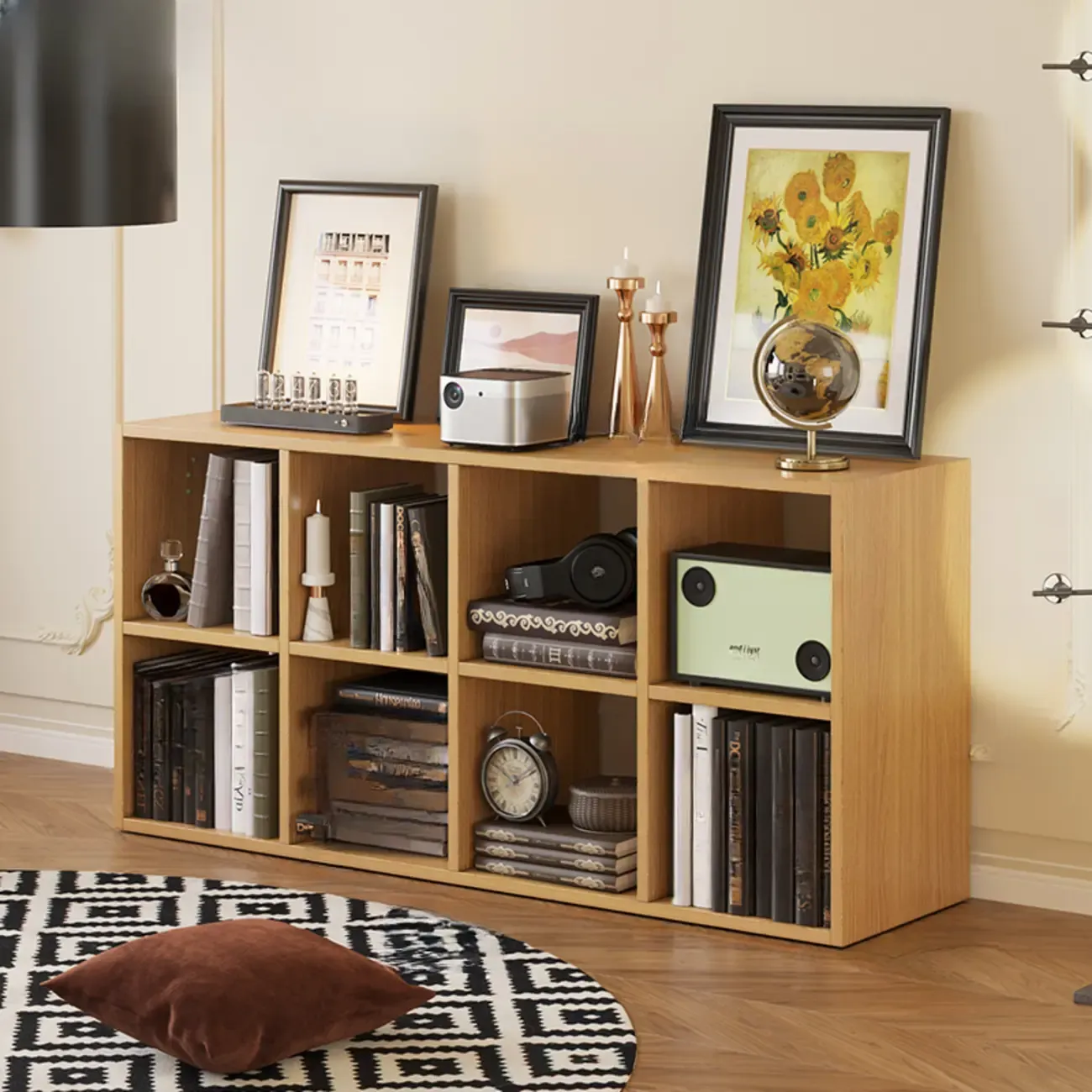 Classic Brown Cherry Wood Open Back Cube Bookcase
