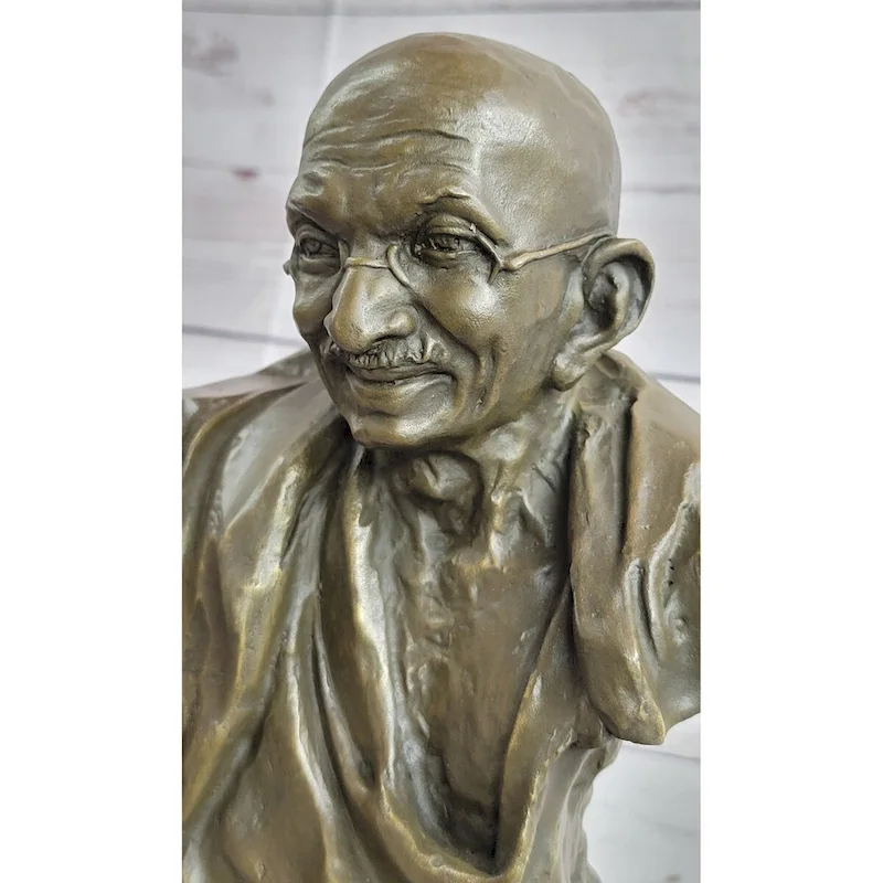 Mahatma Gandhi Indian India Bronze Bust Statue Sculpture Art 10 Inches X 7 Inches