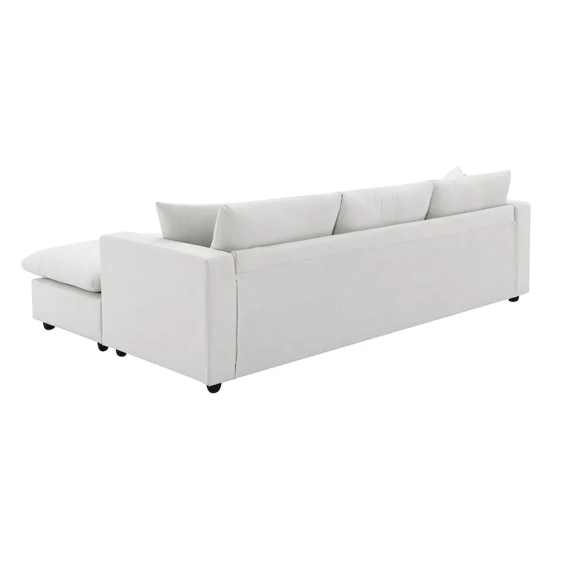 4-Seat Polyester L-Shaped Sectional Sofa with Convertible Ottoman