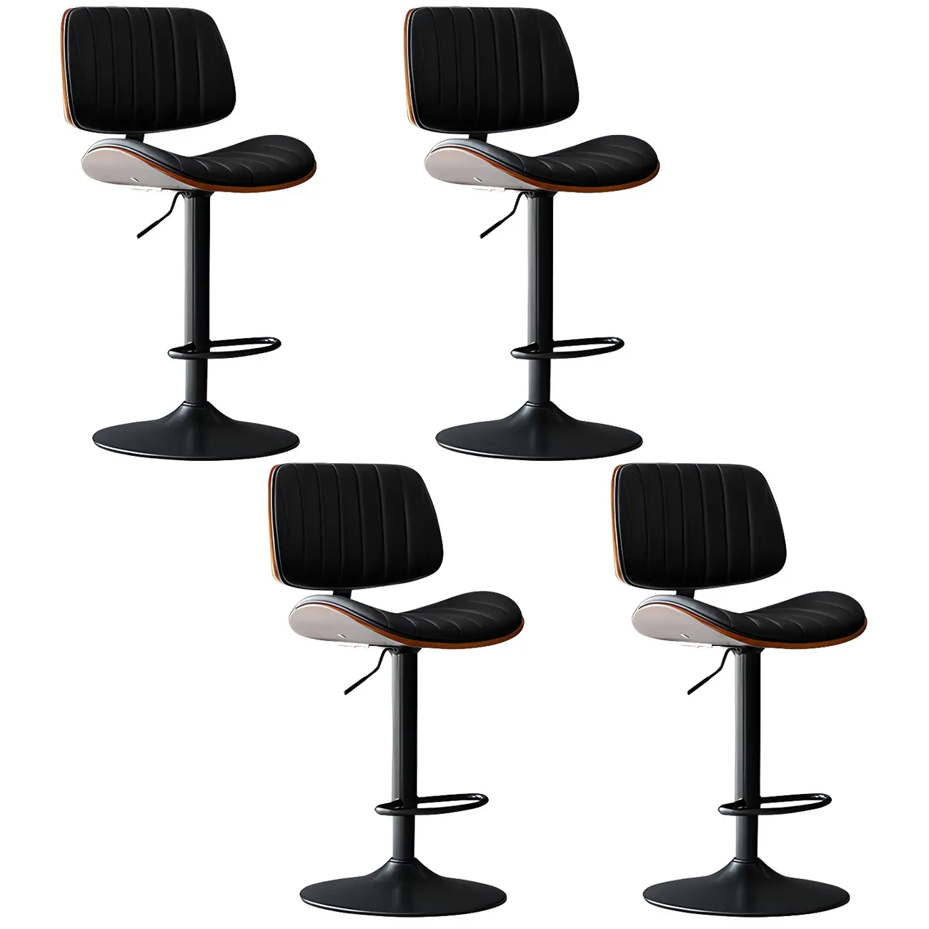 Modern Faux Leather Adjustable Swivel Bar Stools